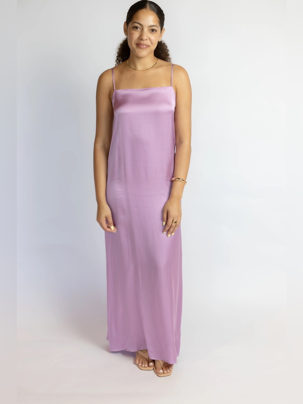 Aria Straight Neck Slip Maxi Dress